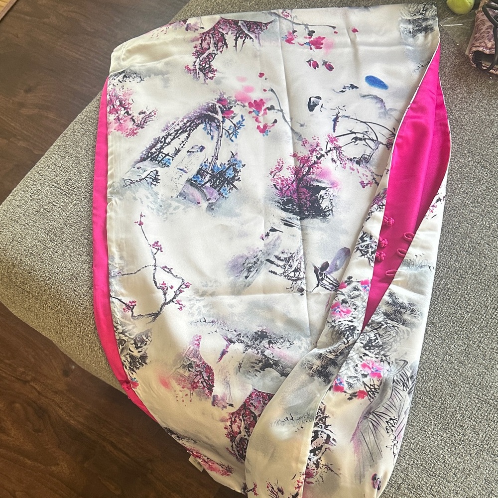 Chic Floral Hijab with Vibrant Pink Accents